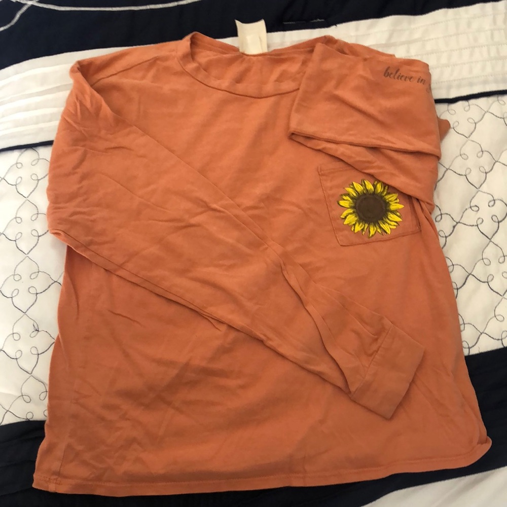 Orange Long sleeve cropped shirt Size XS